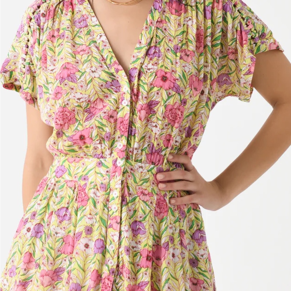 Poupette St. Barth Floral Dress in Pink and Green